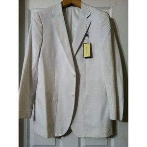 ALAN FLUSSER MENS NEW WHITE 100%COTTON SPORT COAT JACKET BLAZER SIZE: M